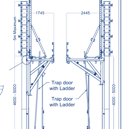 Technical drawing of PF-160-240 climbing formwork bracket configurations