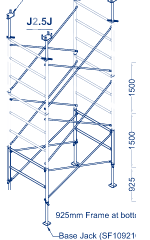 Technical drawing of a Sta-Flex shoring tower configuration